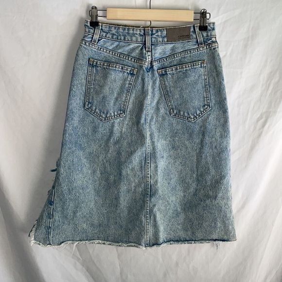 Carmar Trenton Iras Asymmetrical High Cut Out Jean Skirt, size 26 - Picture 3 of 10